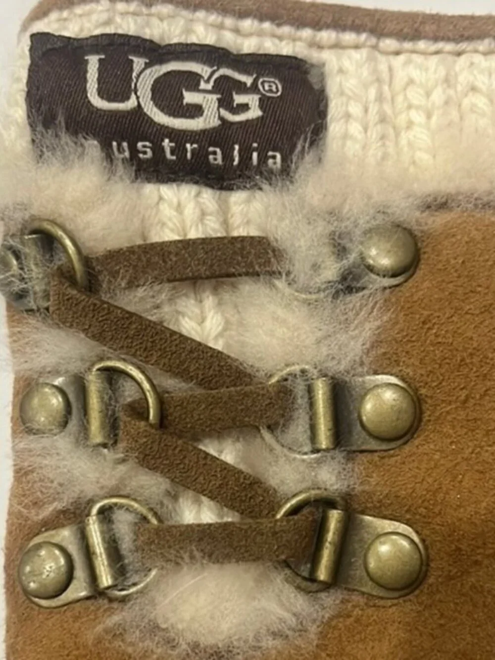 UGG Brown Suede Gloves with Shearling Lining